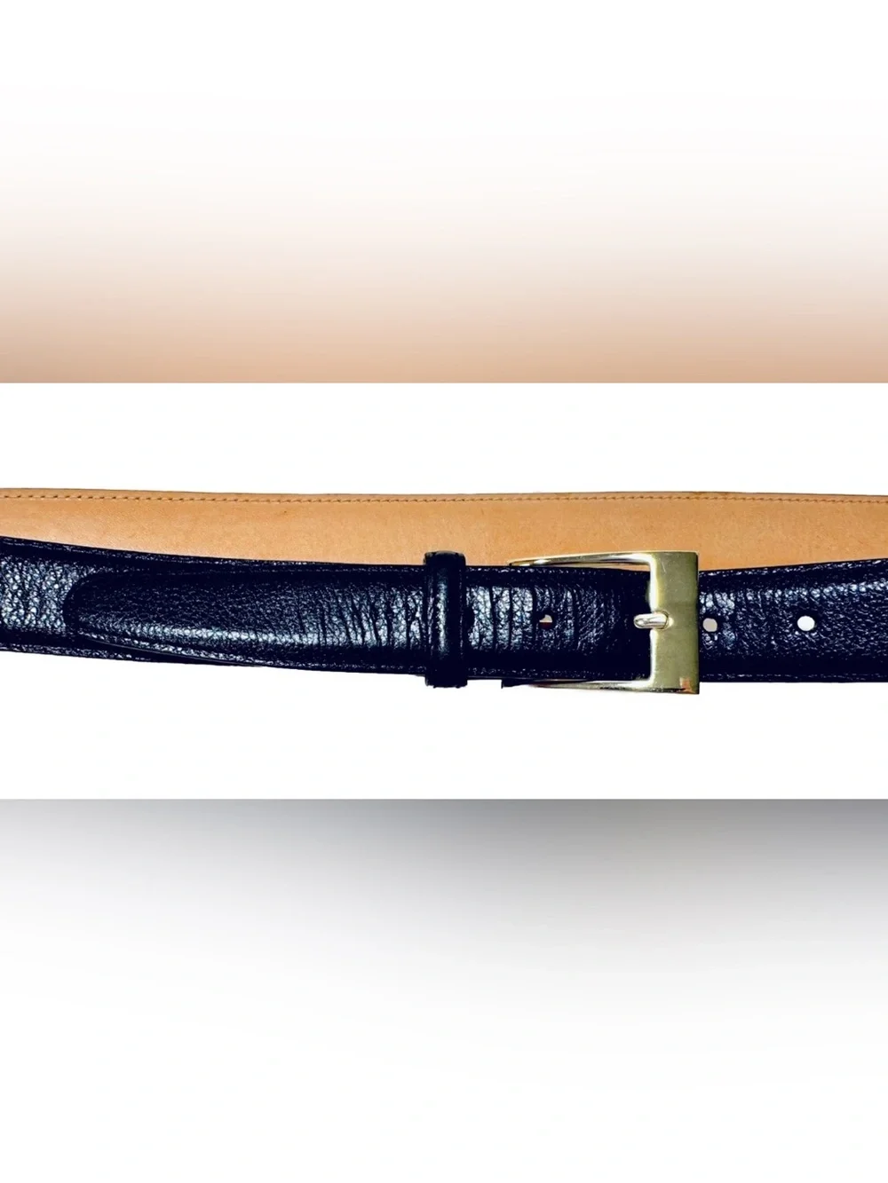 Martin Dingman Countrywear Mens 40 Black Tumbled Glove Leather Gold Buckle Belt